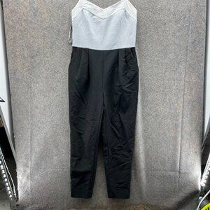 Ted Baker London Jumpsuit Women 3 Black White Strapless Mesh Panel Sleeveless